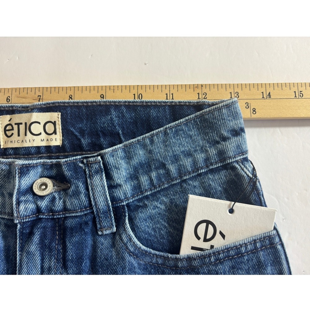 Etica Womens Blue High Rise Straight Leg Denim Jeans NWT Petite 2 Medium Wash - Picture 6 of 7